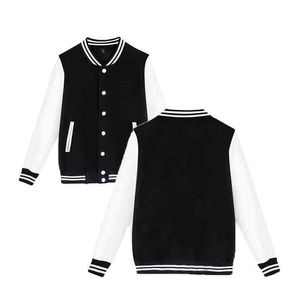 2022 Ny vårhöstens pilotbombare Par Baseballjacka University Varsity Solid Color Casual Korean Clothes Pink Tops Y220803