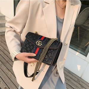 Ins nuova versatile rete rossa retrò moda una spalla stile straniero catena messenger piccola borsa quadrata Borse online