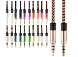 1.5M cables 3.5mm Male To Male Stereo AUX Auxiliary Braided Fabric Audio Cable for Samsung mp3 pc Speaker