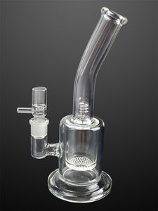 Clear Classical Style Glass Water Bong Hookah With Honeycomb Filters 18.8mm Smoking Pipe