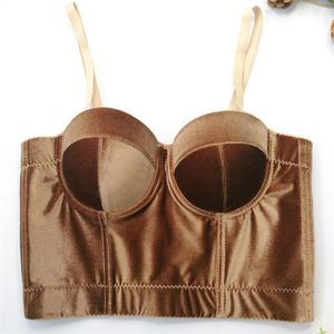 Velvet Camisole Bustier Bra Solid Color Korea Velvet Underwired Tanks Party Club Night Sexig Backless Crop Top Tube Top For Women 220519