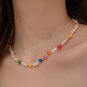 Frauen Schmuck Süßwasser Perle Choker Halskette Hübsches Design Süße Blume Halskette Für Mädchen Dame Geschenke