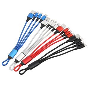 Geflochtene 3-in-1-Micro-USB-Typ-C-Schnellladekabel für Samsung Xiaomi Android-Handy, tragbares Multi-Schlüsselanhänger-Kurzkabel