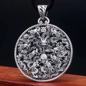 Anhänger Halsketten Modeschmuck S925 Thai Silber Drachen Halskette Für Männer Retro Persönlichkeit Domineering Hohl Trendy männer ChainPendan