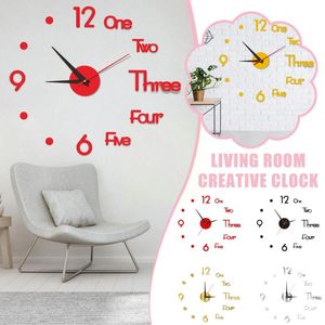 Wall Clocks 3d Mirror Clock Large Frameless Digital Stickers Silent For Home Living Room Office Wal J2s2Wall