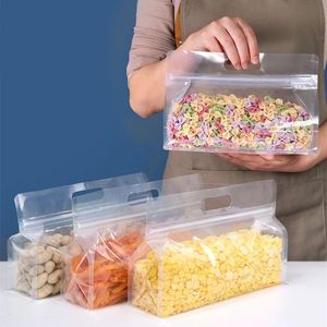 Flat Bottom Bag Food Nuts Storage Pouches Clear Zip Self Sealing Packaging Bag for Tea Nuts Dried Fruit