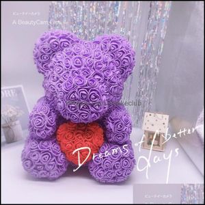 Decorative Flowers Wreaths Festive Party Supplies Home Garden New Eternal Life Roses Bear Christmas Gifts Foam Rose Flower Birthday Teddy