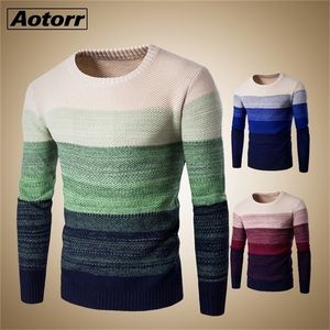 Мужской свитер весенний осенний модный случай повседневного свитера O-образного вырезок Slim Fit вязание мужское пуловерное покрытие с длинным рукавом 201126