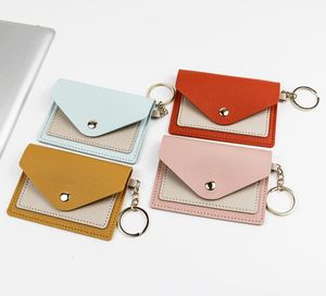 Påse väska nyckelringar mode läder handväska nyckelringar mini plånböcker mynt kreditkort hållare 7 färger