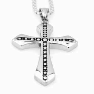 fjxpPendant Necklaces Fitness Stainless Steel Silver Color Jesus Cross Fashion Men's Boy's Jewelry Necklace Free Box Link ChainP