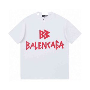 Balencaigass Designer T shirt Balencaigass Paris Ny röd bokstav tryckt kortärmad högkvalitativ produkt Fina utförande Lovers Half Version T