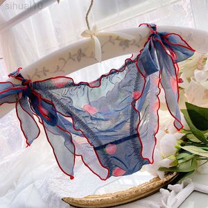 Sexy Summer Ultra-fino Mesh Erotic Women's Panties Grande Tamanho Veja através da Roupa Feminina Comfort Lingerie Bow Bow Lingerie L220802