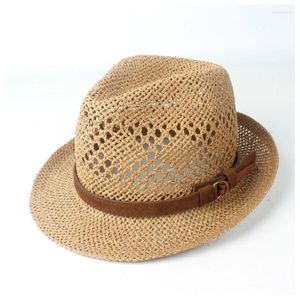 Wide Bim Hats Frauen Männer Staw Travel Strand Sonnenhut Elegante Lady Fedora Panama Sunbonnet Sunhat Größe 56-58 cm Eger22