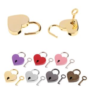 Door Locks Creative Alloy Heart Shape Keys Padlock Mini Archaize Concentric Lock Vintage Old Antique door locks With Keys New Pure Colors P0826