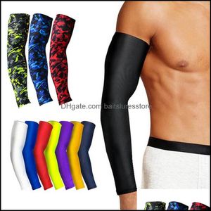 1Pcs Breathable Quick Dry Uv Protection Running Arm Sleeves Basketball Elbow Pad Fitness Armguards Sports Cycling Warmers Drop Delivery 2021