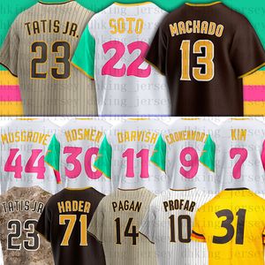 22 Juan Soto 23 Fernando Tatis Jr San Diego Maglie da baseball 13 Manny Machado Tatis Tony Gwynn Wil Myers Eric Hosmer Snell Josh Hader