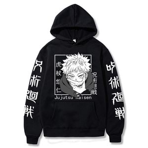 Anime tröjor jujutsu kaisen mens hoodie harajuku unisex mode casual hoody manlig streetwear yuji itadori tryckt topp 220809