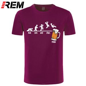 Venerdì bevo di birra O Neck Men Maglietta per magliette Programma divertenti Mundia martedì mercoledì giovedì Stampa digitale T-Shirt T-Shirt Designer Maglietta