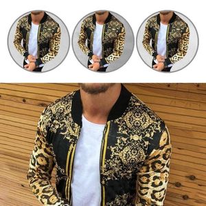 Jackets masculinos Men vintage Menas de leopardo com zíper da jaqueta respirável legal para festas