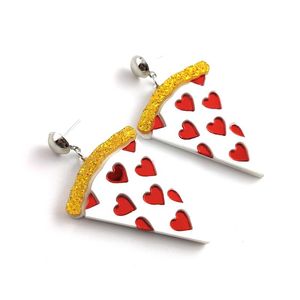 Dangle żyrandol srebrny earhook love pizzę kolczyki osobowość kreatywna sztuka mała świeża popołudniowa herbata