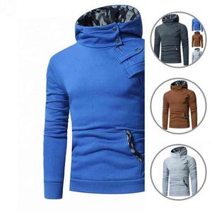 Camouflage Stitching Men Long Sleeve Casual Turtleneck Casual Male Hooded Top For Daily Wear Sweatshirts L220730