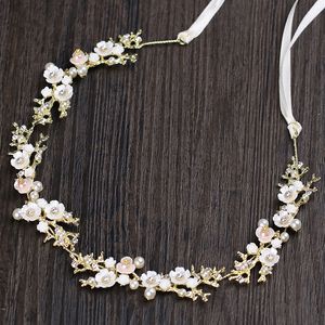 Braut Kopfschmuck Gold Farbe Blumenband Haarband Stirnband Frauen Kopfschmuck Tiara Hochzeit Braut Haarschmuck Zubehör