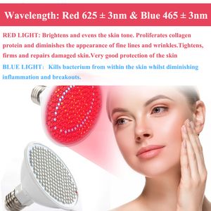 Blue Red LED Acne Treatment Light Therapy Lightens för hudföryngring Främja blodcirkulation Anti Aging Beauty Devic
