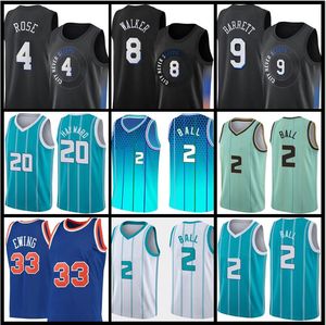 Lamelo 2 Ball Mens Gordon 20 Hayward Derrick 4 Rose Julius 30 Randle RJ 9 Barrett Kemba 8 Walker Hornet Basquete Charlottes Knick Jerseys Patrick 33 Ewing