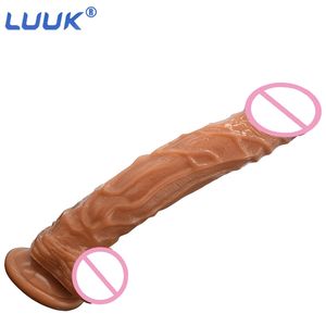 LUUK Dildo Longo Realista Imitação de Vasos Sanguíneos Imitador de Pênis Para Mulher Sem Vibrador Masturbação Desgaste Brinquedos Adultos Pau de Borracha 220318