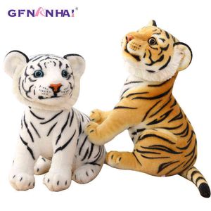 Красивые фаршированные каваи мягкий мини -сидящий тигр плюшевые игрушки милые животные Жизненные куклы Рождественский подарок для детей J220704
