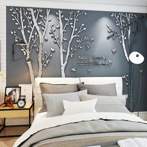 Adesivos de parede árvores criativas acrílico 3d pasta de estar sofá tv decoração decoração autoadesiva pintagem wall stickerswall