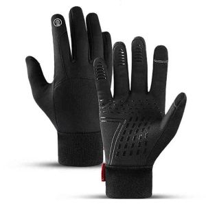 Textil Winter Touch Screen Thicken Warm Water Proof handskar Non-halk Stretch Men Solid Color Glove Imitation ull full finger utomhusskidåkning cykling