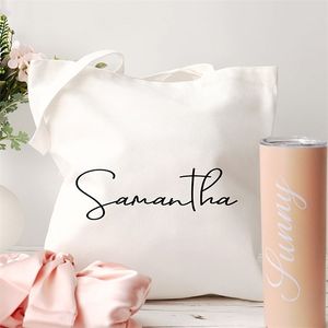 Personalized Canvas Custom Name Wedding Party Gift Team Bride Tote Bags Bridesmaid or Maid of Favors 220707