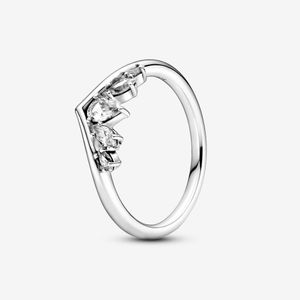 Nuovi anelli di marca 100% argento sterling 925 scintillante pera marquise Wishbone Ring per le donne Anelli di fidanzamento di nozze Accessori per gioielli di moda