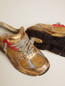 Casual Shoes Top Version Designer Luxury Italian Handmade Retro äkta läderstjärna Dirty Shoes Women's Gold Dad-Star Sneakers