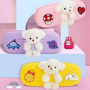 تعلم ألعاب Plush Bear Pencil Case Schools Schools Bag Bag Clote Silicone Pencil Bag Pencil Boxy Higts for Kids Pen Case Cartoons T220829