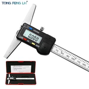 0-150mm 6" Metric Imperial Digital Depth Vernier Caliper Micrometer Stainless Steel Electric Digital Depth Gauge T200602