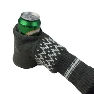 Five Fingers Gloves 1pc Beer Beverage Sleeve Warm Knitted Full Finger Outdoor Camping Drink Holder Mittens High Elasticity Warming Mitten