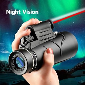 50X60 Night Vision Monocular Telescope Powerful Binoculars High Quality HD Compass LED Infrared Laser Light for Hunting Camping 220712
