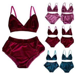 2022 Abiti da yoga Vendita calda set di velluto vintage autunno 2 pezzi set di indumenti da notte sexy in velluto per pigiama donna