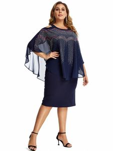 Kleider in Übergröße, Kleid, Damenbekleidung, O-Ausschnitt, Robe, modisch, Bürodame, lässig, Midi, Übergröße, groß, groß, 3XLPlus