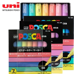 7 ألوان فاتحة uni posca سلسلة علامة القلم مجموعة ملء ملصق الملصقات البوب ​​مخصصة الإعلان PC1M PC3M PC5M 201120