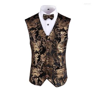 Mäns västar passar väst enbröst blommig tryck Mens europeiska brittiska stil Waistcoat Jacket Slim Fit Casual Formal Business Stra22