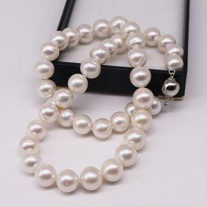 Chains Big Pearl Necklace For Women Natural Freshwater Cultured Large Bead In White High Quality Real Silver mmChains ChainsChains