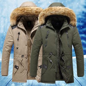 Winterjacke Männer Lange Parkas Dicker Mantel Warmer Outdoor-Pelzkapuzenkragen Winddichter Mantel S S 201119