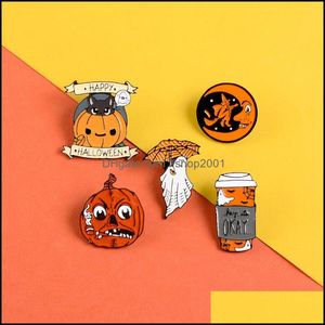 Halloween pumpa söt liten rolig emaljbroscher stift för kvinnor tjej män julklapp demin skjorta dekor brosch stift metall kawaii drop del del