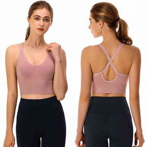 Soutiens-gorge de sport pour femmes Sous-vêtements Lingerie sexy Ajouter Pad Soutien-gorge sans couture Push Up Coton Tops Bralette Soutien-gorge dos nu Sans fil Gilet L220726