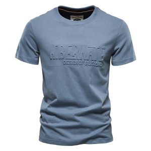 AIOPESON Sanding T Shirt for Men Retro Style 100% Cotton Oneck Solid Color Top Tees Men Summer Quality Printed T Shirts Mens 220704