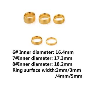 Luxuriöser Designerring aus 18 Karat vergoldetem Titanstahl, schlichter schlichter Bandring für Frauen, Weihnachtsgeschenk, Hochzeitsfeier, Paar, 2 mm, 4 mm, 5 mm, Größe 6–8 #, gut, schön