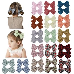 INS Hair Bows Baby Girl Barrettes Sets 2pcs/set Bow Hairclips Plaid Flower Printed Kids Clips Party School Accessories